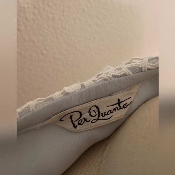 80s Vintage Blue Blouse with Lace Collar Detail - Picture 4 of 4